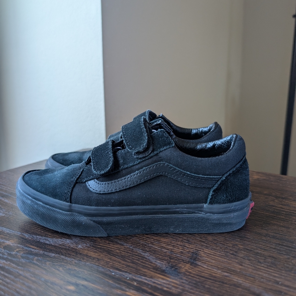 Vans Old Skool V Black Suede Leather Canvas Sneakers Shoes